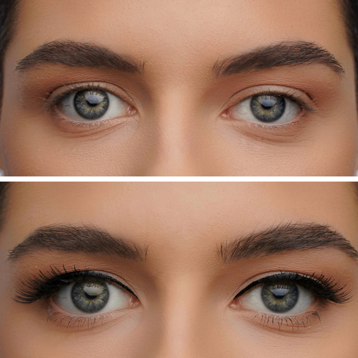 On fire - Fiery cosmetix - Cat-eye magnetic lashes before and after