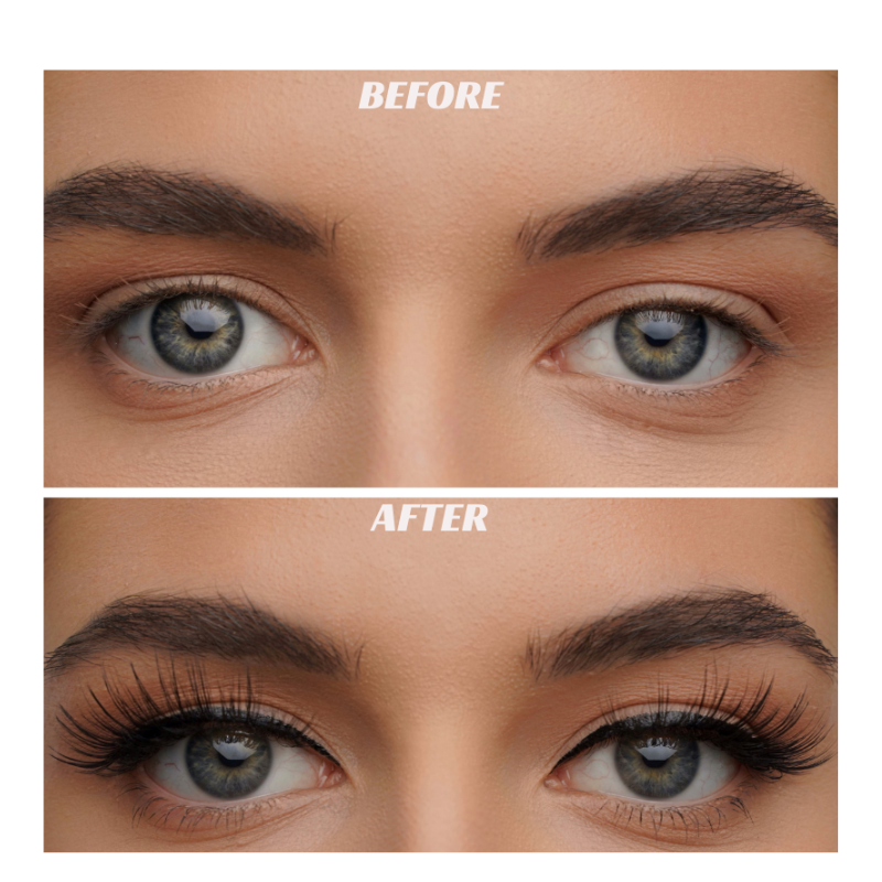 Before and After magnetic lashes Fiery Cosmetix