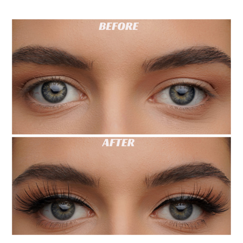 Before and After magnetic lashes Fiery Cosmetix